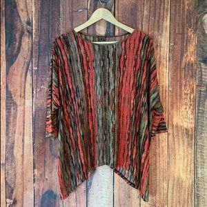 Clara Sun Woo Size Small Red Black Striped Top